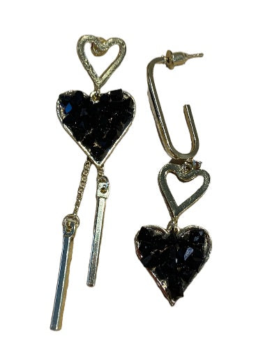 Noir et Or Vintage Boucles d'oreilles