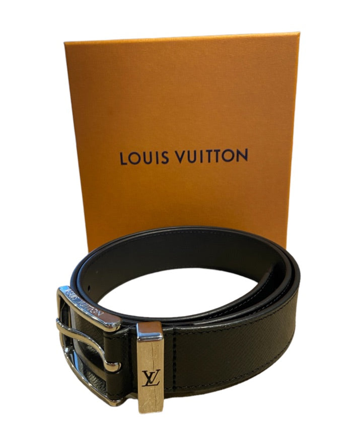 Ceintures LOUIS VUITTON Noir et Argent, 85/34